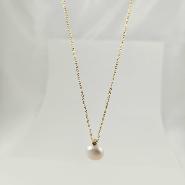 Κολιέ αλυσίδα με μενταγιόν με Μαργαριτάρι & λευκό Ζιργκον - ΚΙΤΡΙΝΟ, ΑΣΗΜΙ, ΜΑΡΓΑΡΙΤΑΡΙ, WHITE, ΖΙΡΓΚΟΝ, WHITE - 1