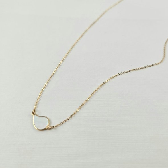 Κολιέ αλυσίδα χρυσή με μενταγιόν με Φίλντισι - ΚΙΤΡΙΝΟ, ΧΡΥΣΟΣ K14, MOTHER OF PEARL, WHITE - 1