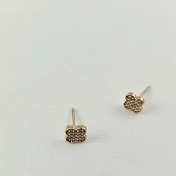 Σκουλαρίκια κολλητά χρυσά με λευκά Ζιργκον - ΚΙΤΡΙΝΟ, ΧΡΥΣΟΣ K9, ΖΙΡΓΚΟΝ, WHITE - 1