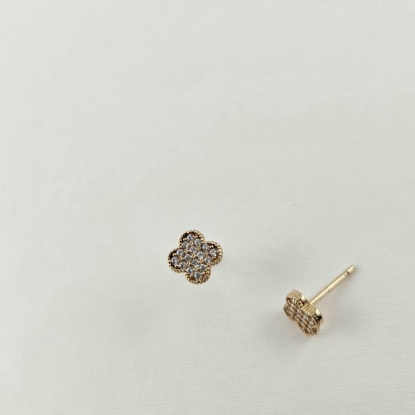 Σκουλαρίκια κολλητά χρυσά με λευκά Ζιργκον - ΚΙΤΡΙΝΟ, ΧΡΥΣΟΣ K9, ΖΙΡΓΚΟΝ, WHITE