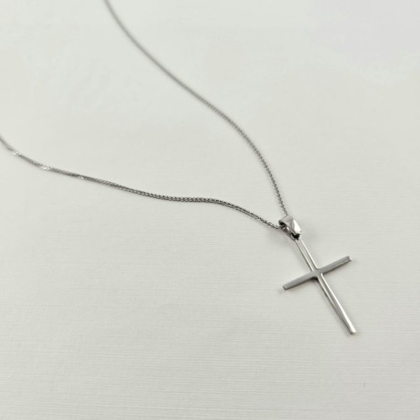 Σταυρός λευκόχρυσος λιτός - ΛΕΥΚΟ, ΧΡΥΣΟΣ K9