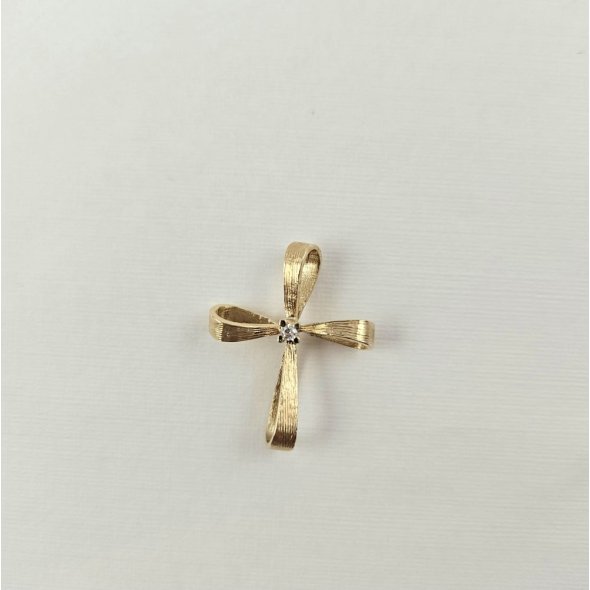 Σταυρός χρυσός με λευκό Ζιργκον - ΚΙΤΡΙΝΟ, ΧΡΥΣΟΣ K14, ΖΙΡΓΚΟΝ, WHITE