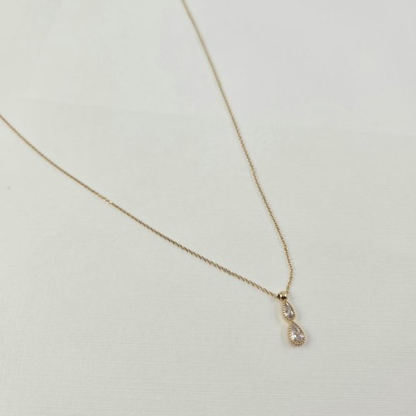 Κολιέ αλυσίδα χρυσή με δάκρυα από λευκά Ζιργκον  - ΚΙΤΡΙΝΟ, ΧΡΥΣΟΣ K9, ΖΙΡΓΚΟΝ, WHITE