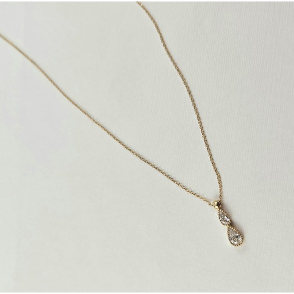 Κολιέ αλυσίδα χρυσή με δάκρυα από λευκά Ζιργκον  - ΚΙΤΡΙΝΟ, ΧΡΥΣΟΣ K9, ΖΙΡΓΚΟΝ, WHITE - 1