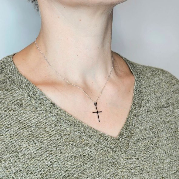 Σταυρός λευκόχρυσος λιτός - ΛΕΥΚΟ, ΧΡΥΣΟΣ K9 - 3