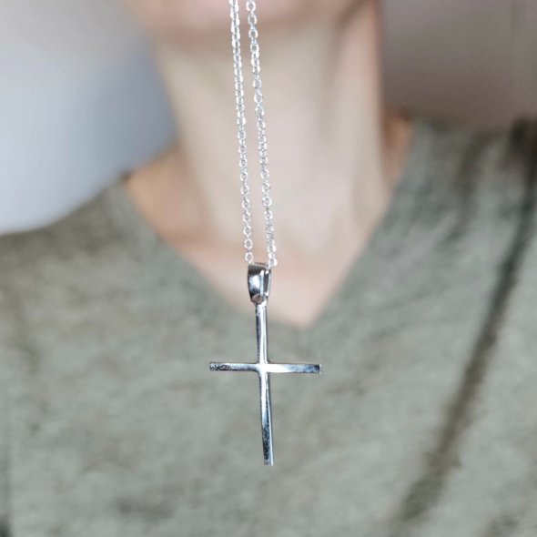 Σταυρός λευκόχρυσος λιτός - ΛΕΥΚΟ, ΧΡΥΣΟΣ K9 - 4