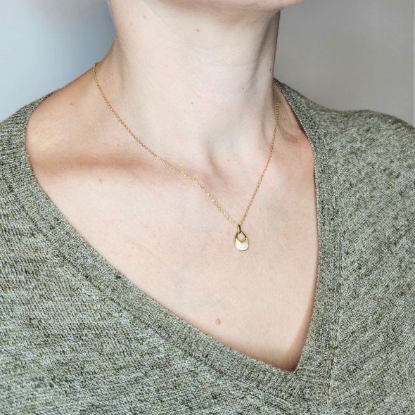 Κολιέ αλυσίδα με μενταγιόν με λευκά Ζιργκον - ΚΙΤΡΙΝΟ, ΑΣΗΜΙ, ΖΙΡΓΚΟΝ, WHITE - 2