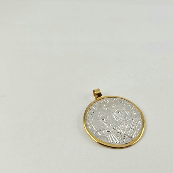 Μενταγιόν Κωνσταντινάτο χρυσό δίχρωμο - ΚΙΤΡΙΝΟ-ΛΕΥΚΟ, ΧΡΥΣΟΣ K14