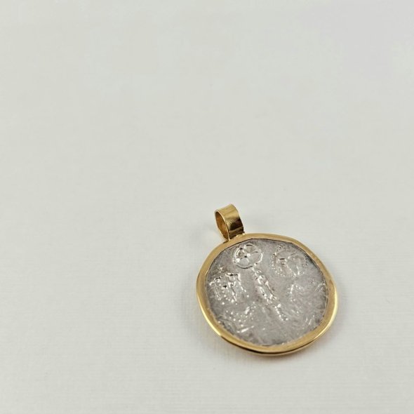 Μενταγιόν Κωνσταντινάτο χρυσό & ασήμι - ΚΙΤΡΙΝΟ-ΛΕΥΚΟ, ΧΡΥΣΟΣ Κ14 & ΑΣΗΜΙ - 1