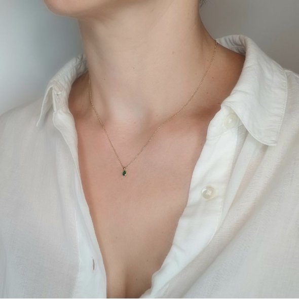 Κολιέ αλυσίδα με μενταγιόν πράσινο Ζιργκον - ΚΙΤΡΙΝΟ, ΧΡΥΣΟΣ K9, ΖΙΡΓΚΟΝ, GREEN  - 2