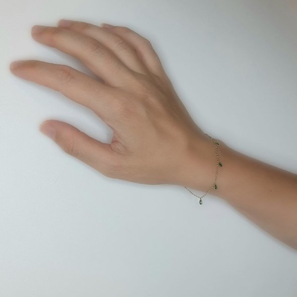 Βραχιόλι αλυσίδα χρυσή με πράσινο Ζιργκον - ΚΙΤΡΙΝΟ, ΧΡΥΣΟΣ K9, ΖΙΡΓΚΟΝ, GREEN  - 2