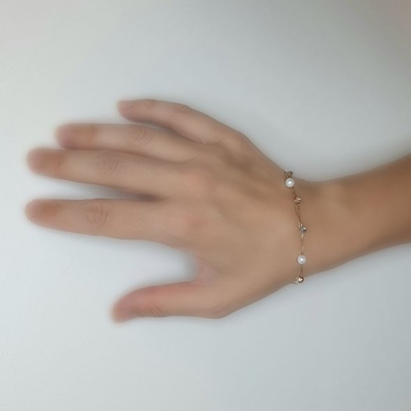 Βραχιόλι χρυσό με Μαργαριτάρια - ΚΙΤΡΙΝΟ-ΛΕΥΚΟ-ΡΟΖ, ΧΡΥΣΟΣ K14, ΜΑΡΓΑΡΙΤΑΡΙ, WHITE - 2