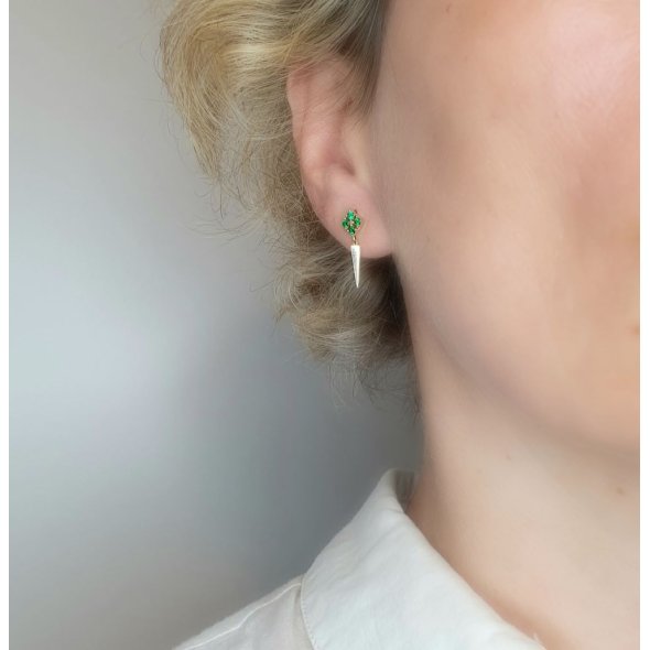 Σκουλαρίκια χρυσά με πράσινα Ζιργκον - ΚΙΤΡΙΝΟ, ΧΡΥΣΟΣ K14, ΖΙΡΓΚΟΝ, GREEN  - 2