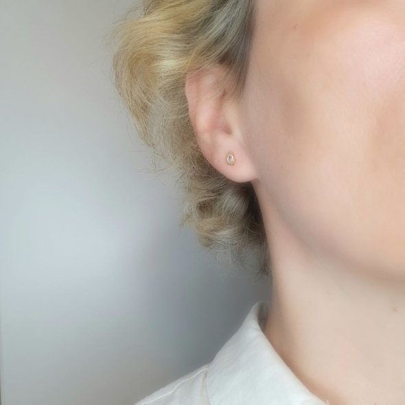 Σκουλαρίκια χρυσά με λευκό Ζιργκον - ΚΙΤΡΙΝΟ, ΧΡΥΣΟΣ K9, ΖΙΡΓΚΟΝ, WHITE - 2