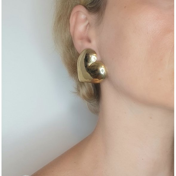 Σκουλαρίκια κολλητά καρδιές - ΚΙΤΡΙΝΟ, ΑΣΗΜΙ - 2