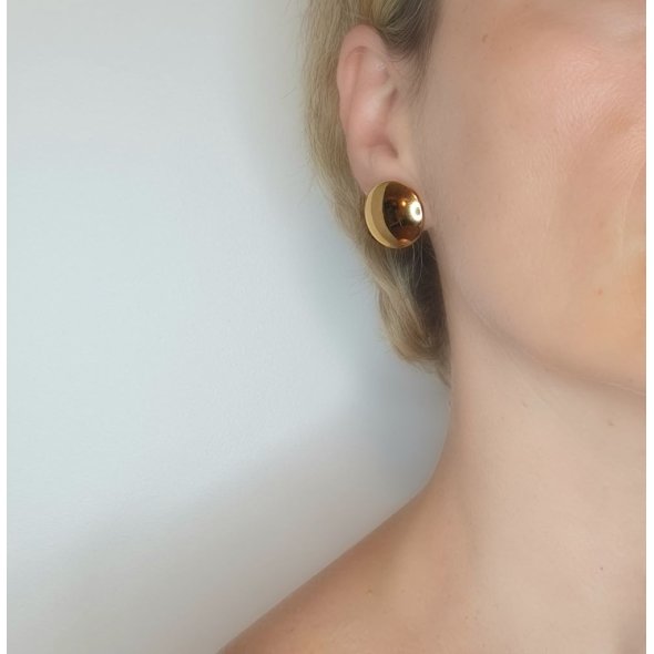 Σκουλαρίκια κολλητά κύκλοι - ΚΙΤΡΙΝΟ, ΑΣΗΜΙ - 2