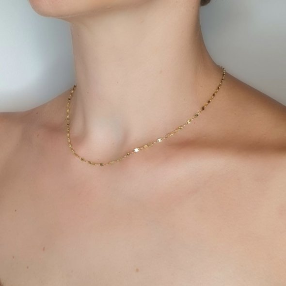 Κολιέ αλυσίδα διαμανταριστή - ΚΙΤΡΙΝΟ, ΑΣΗΜΙ - 2