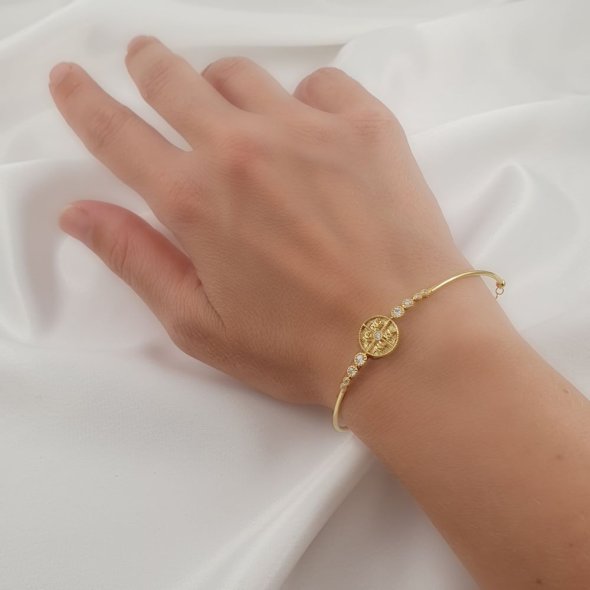 Βραχιόλι χρυσό Κωνσταντινάτο με Ζιργκόν - ΚΙΤΡΙΝΟ, ΧΡΥΣΟΣ K9, ΖΙΡΓΚΟΝ, WHITE - 2