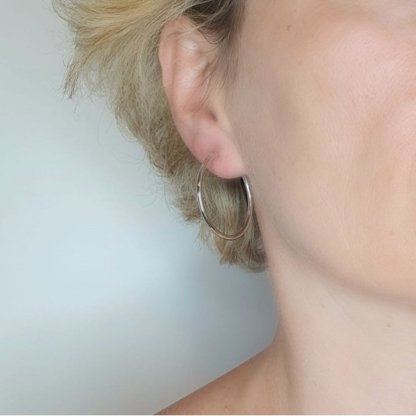 Σκουλαρίκια κρίκοι λευκόχρυσοι - ΛΕΥΚΟ, ΧΡΥΣΟΣ K14 - 2