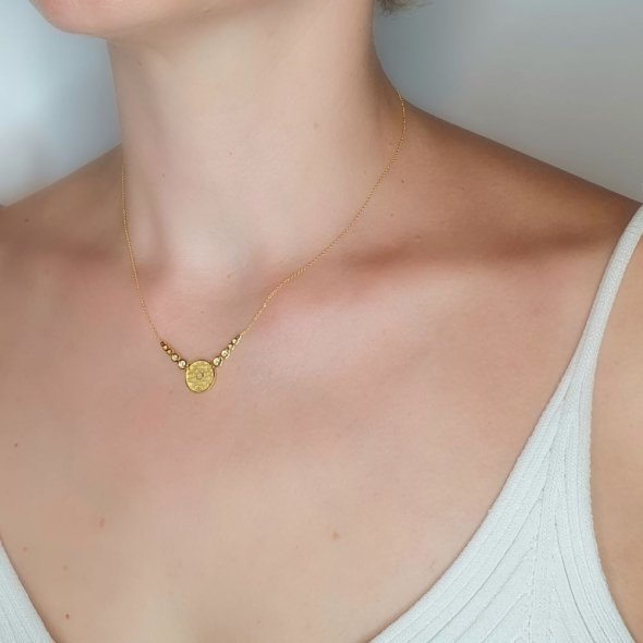 Κολιέ χρυσό Βυζαντινάτο με Ζιργκον - ΚΙΤΡΙΝΟ, ΧΡΥΣΟΣ K9, ΖΙΡΓΚΟΝ, WHITE - 2