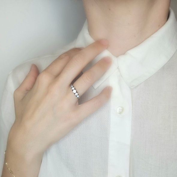 Δαχτυλίδι χρυσό με λευκά Ζιργκον - ΚΙΤΡΙΝΟ-ΜΑΥΡΟ, ΧΡΥΣΟΣ K14, ΖΙΡΓΚΟΝ, WHITE - 2