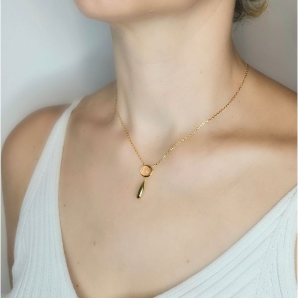 Κολιέ αλυσίδα με μενταγιόν Ζιργκον - ΚΙΤΡΙΝΟ, ΑΣΗΜΙ, ΖΙΡΓΚΟΝ, PINK - 2