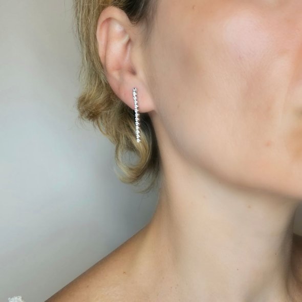 Σκουλαρίκια χρυσά κρεμαστά με λευκά Ζιρκγον - ΛΕΥΚΟ, ΧΡΥΣΟΣ K18 - 2