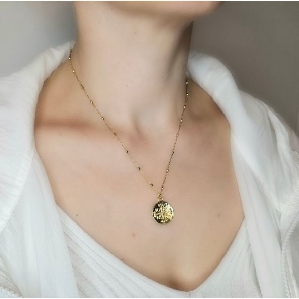 Κολιέ αλυσίδα με Κωνσταντινάτο - ΚΙΤΡΙΝΟ, ΑΣΗΜΙ - 4