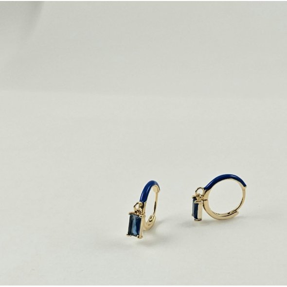 Σκουλαρίκια κρίκοι με Μπλε Ζιργκον & Σμάλτο - ΚΙΤΡΙΝΟ, ΑΣΗΜΙ, ΖΙΡΓΚΟΝ, BLUE, ΣΜΑΛΤΟ, BLUE