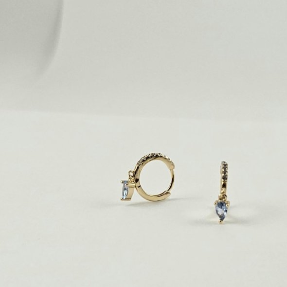 Σκουλαρίκια κρίκοι με γαλάζιο Ζιργκον - ΚΙΤΡΙΝΟ, ΑΣΗΜΙ, ΖΙΡΓΚΟΝ, LIGHT BLUE - 1