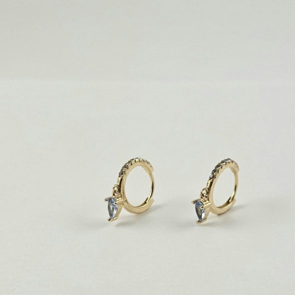 Σκουλαρίκια κρίκοι με γαλάζιο Ζιργκον - ΚΙΤΡΙΝΟ, ΑΣΗΜΙ, ΖΙΡΓΚΟΝ, LIGHT BLUE