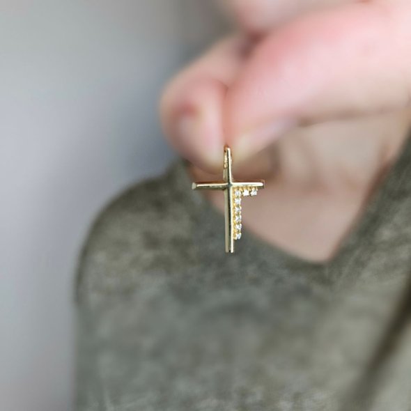 Σταυρός χρυσός με Διαμάντια - ΚΙΤΡΙΝΟ, ΧΡΥΣΟΣ K14, ΔΙΑΜΑΝΤΙ, G, 0,03 - 2