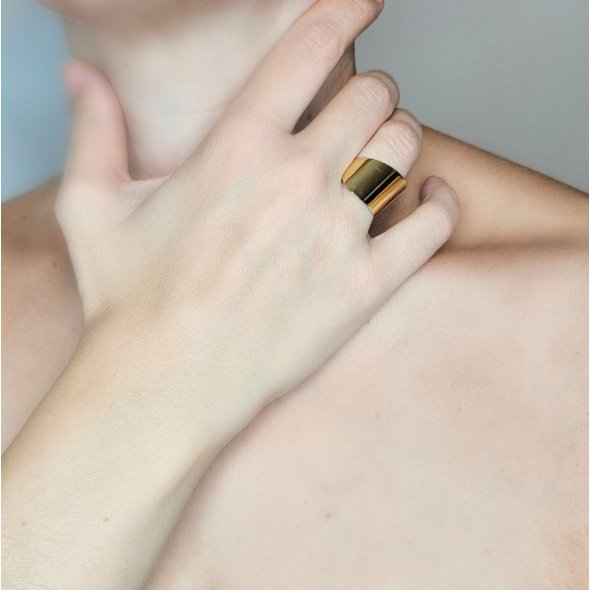 Δαχτυλίδι φαρδύ χρυσό - ΚΙΤΡΙΝΟ, ΧΡΥΣΟΣ K14, ADJUSTABLE - 4