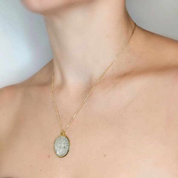 Μενταγιόν Κωνσταντινάτο χρυσό & ασήμι - ΚΙΤΡΙΝΟ-ΛΕΥΚΟ, ΧΡΥΣΟΣ Κ14 & ΑΣΗΜΙ - 2