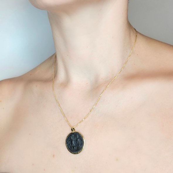 Μενταγιόν Κωνσταντινάτο από χρυσό & χαλκό - ΚΙΤΡΙΝΟ, ΧΡΥΣΟΣ Κ14 & ΧΑΛΚΟΣ - 2