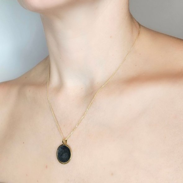 Μενταγιόν Κωνσταντινάτο από χρυσό & χαλκό - ΚΙΤΡΙΝΟ-ΜΑΥΡΟ, ΧΡΥΣΟΣ Κ14 & ΧΑΛΚΟΣ - 2