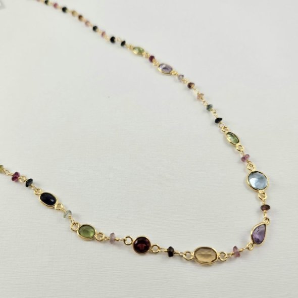 Κολιέ με πέτρες Τουρμαλίνη & Περίδοτο - ΚΙΤΡΙΝΟ, ΑΣΗΜΙ, ΤΟΥΡΜΑΛΙΝΗ, PINK