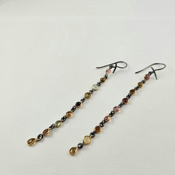 Σκουλαρίκια κρεμαστά με Τουρμαλίνη - ΚΙΤΡΙΝΟ, ΑΣΗΜΙ, ΤΟΥΡΜΑΛΙΝΗ, PINK, ΤΟΥΡΜΑΛΙΝΗ, HONEY