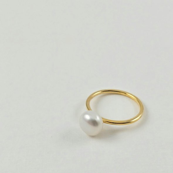 Δαχτυλίδι με Μαργαριτάρι - ΚΙΤΡΙΝΟ, ΑΣΗΜΙ, ΜΑΡΓΑΡΙΤΑΡΙ, WHITE - 1