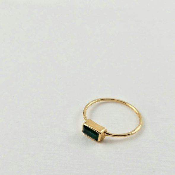 Δαχτυλίδι με πράσινο Όνυχα - ΚΙΤΡΙΝΟ, ΑΣΗΜΙ, ΟΝΥΧΑΣ, GREEN  - 1