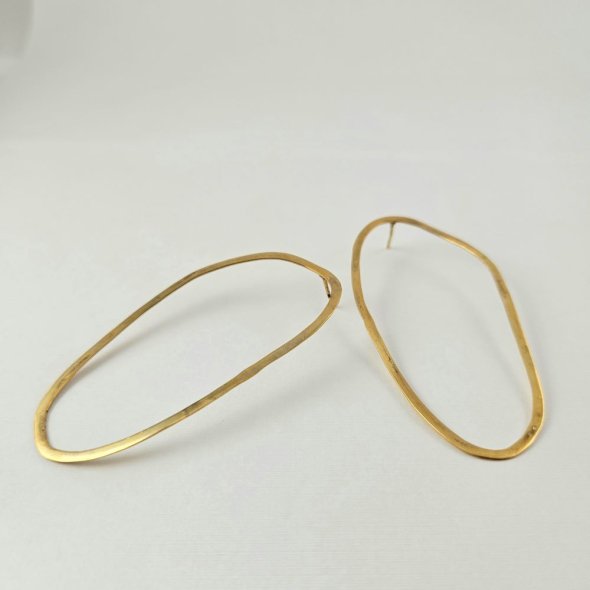 Σκουλαρίκια μοντέρνα οβάλ - ΚΙΤΡΙΝΟ, ΑΣΗΜΙ