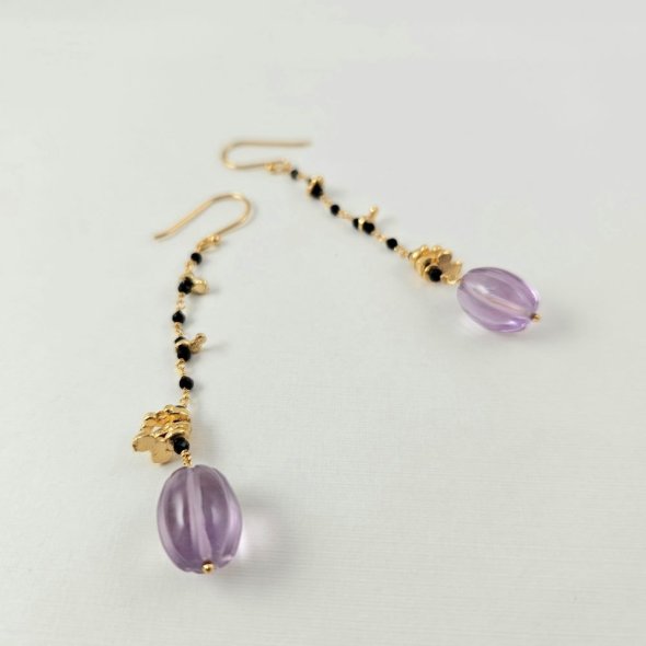 Σκουλαρίκια κρεμαστά με Ζαφείρι & Αμέθυστο - ΚΙΤΡΙΝΟ, ΑΣΗΜΙ, ΖΑΦΕΙΡΙ, BLUE, ΑΜΕΘΥΣΤΟΣ, PURPLE - 1