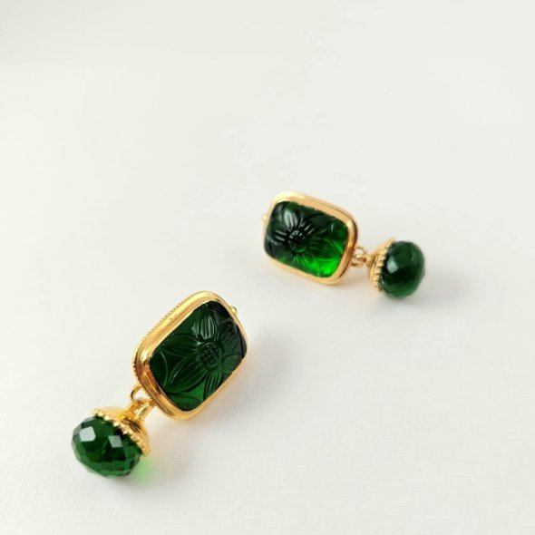 Σκουλαρίκια κρεμαστά με πράσινο Κουάρτζ - ΚΙΤΡΙΝΟ, ΑΣΗΜΙ, ΚΟΥΑΡΤΖ, GREEN 