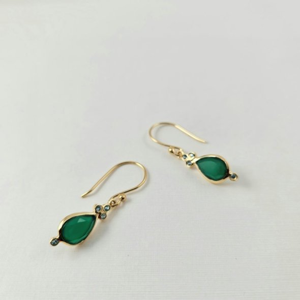 Σκουλαρίκια κρεμαστά με πράσινο Όνυχα - ΚΙΤΡΙΝΟ, ΑΣΗΜΙ, ΟΝΥΧΑΣ, GREEN 