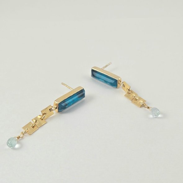 Σκουλαρίκια κρεμαστά με Παρίμπα & Aquamarine - ΚΙΤΡΙΝΟ, ΑΣΗΜΙ, ΑΚΟΥΑ ΜΑΡΙΝ, AQUA