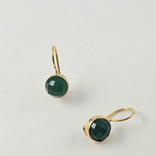 Σκουλαρίκια κρεμαστά με πράσινο Όνυχα - ΚΙΤΡΙΝΟ, ΑΣΗΜΙ, ΟΝΥΧΑΣ, GREEN 