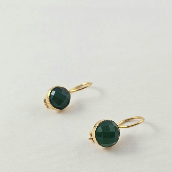 Σκουλαρίκια κρεμαστά με πράσινο Όνυχα - ΚΙΤΡΙΝΟ, ΑΣΗΜΙ, ΟΝΥΧΑΣ, GREEN  - 1