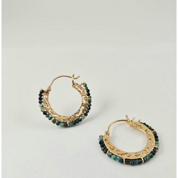 Σκουλαρίκια κρίκοι με Χαολίτη - ΚΙΤΡΙΝΟ, ΑΣΗΜΙ