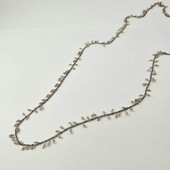 Κολιέ μακρύ με Λαμπραδορίτη - ΜΑΥΡΟ, ΑΣΗΜΙ, ΛΑΜΠΡΑΝΤΟΡΙΤΗΣ, GREY