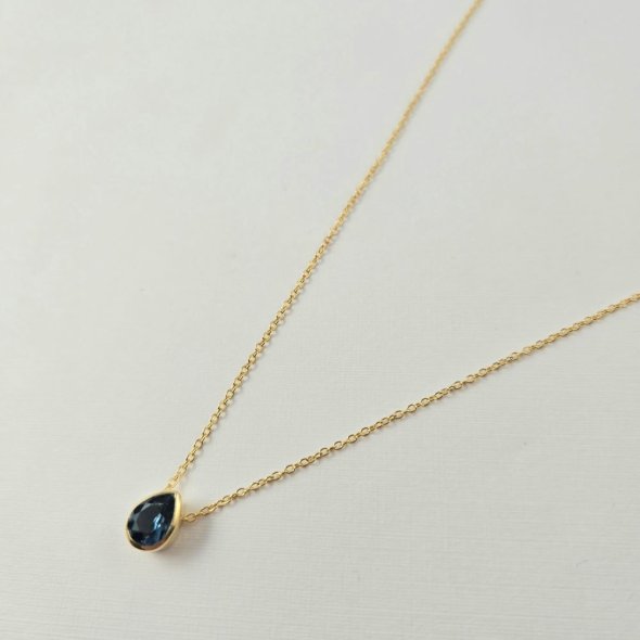 Κολιέ αλυσίδα με μενταγιόν σταγόνα από Τοπάζι  - ΚΙΤΡΙΝΟ, ΑΣΗΜΙ, ΤΟΠΑΖΙ, BLUE